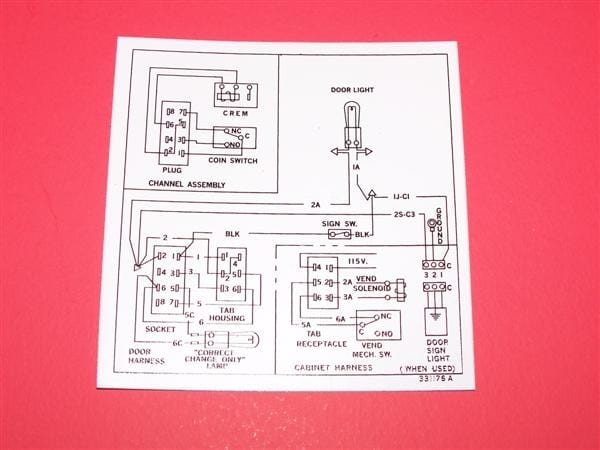 Wiring Diagram Decal For Vendo V-63, V-90 & V-126 - Fun-tronics, Llc